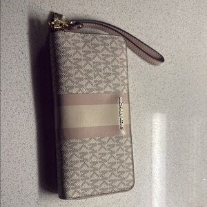Michael Kors Taupe and Cream Wristlet